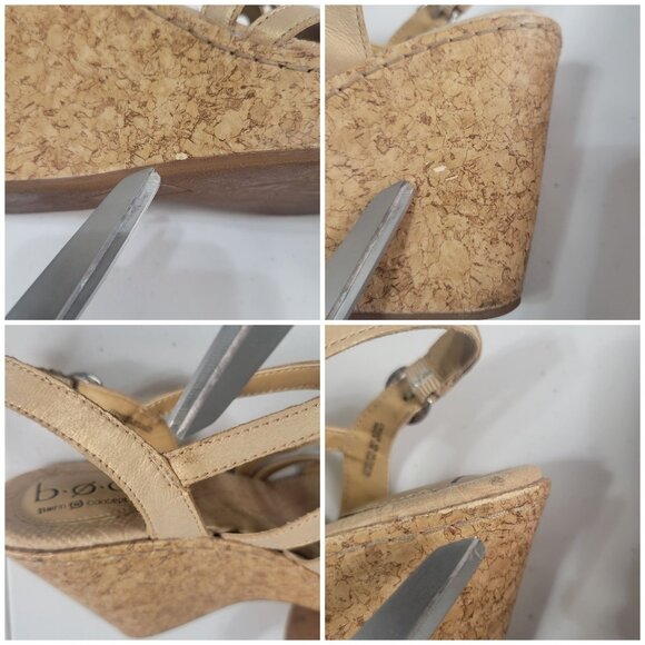 BOC Born Nilsa Wedge Sandals Size 9 Gold High Platform Strappy Padded Comfort - Picture 2 of 15